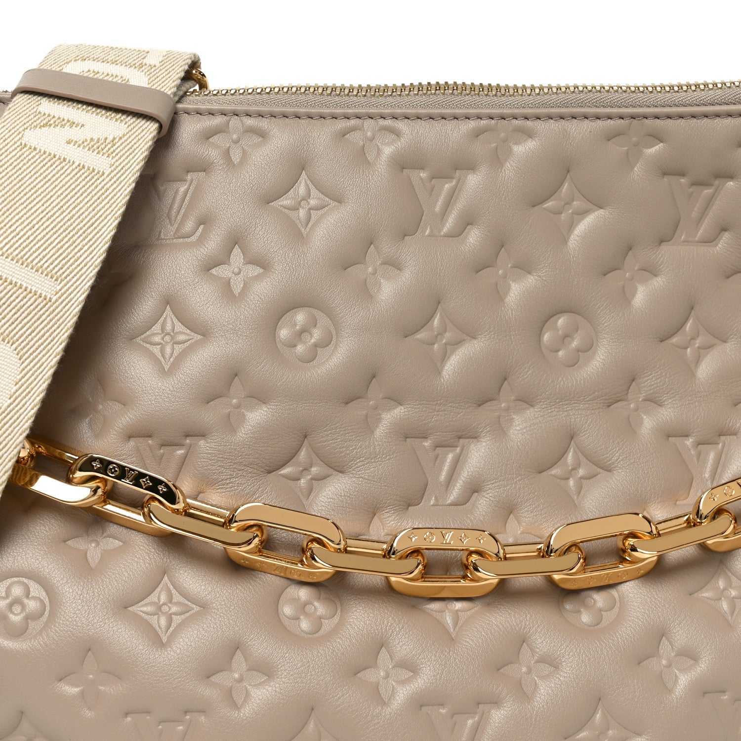 Lambskin Embossed Monogram Coussin Hobo MM Galet