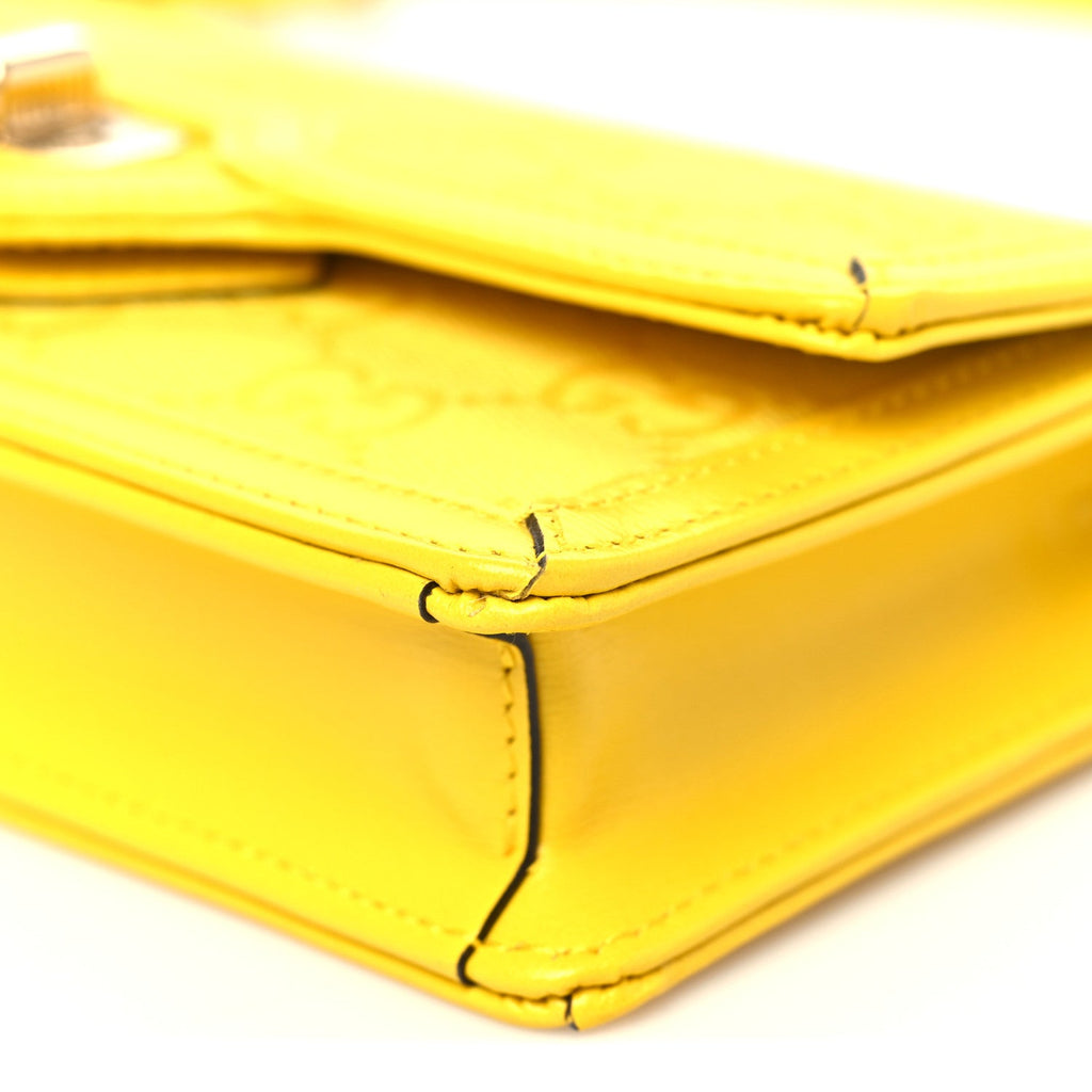 GG Monogram Scratch Lux Calfskin Mini Luce Shoulder Bag Yellow