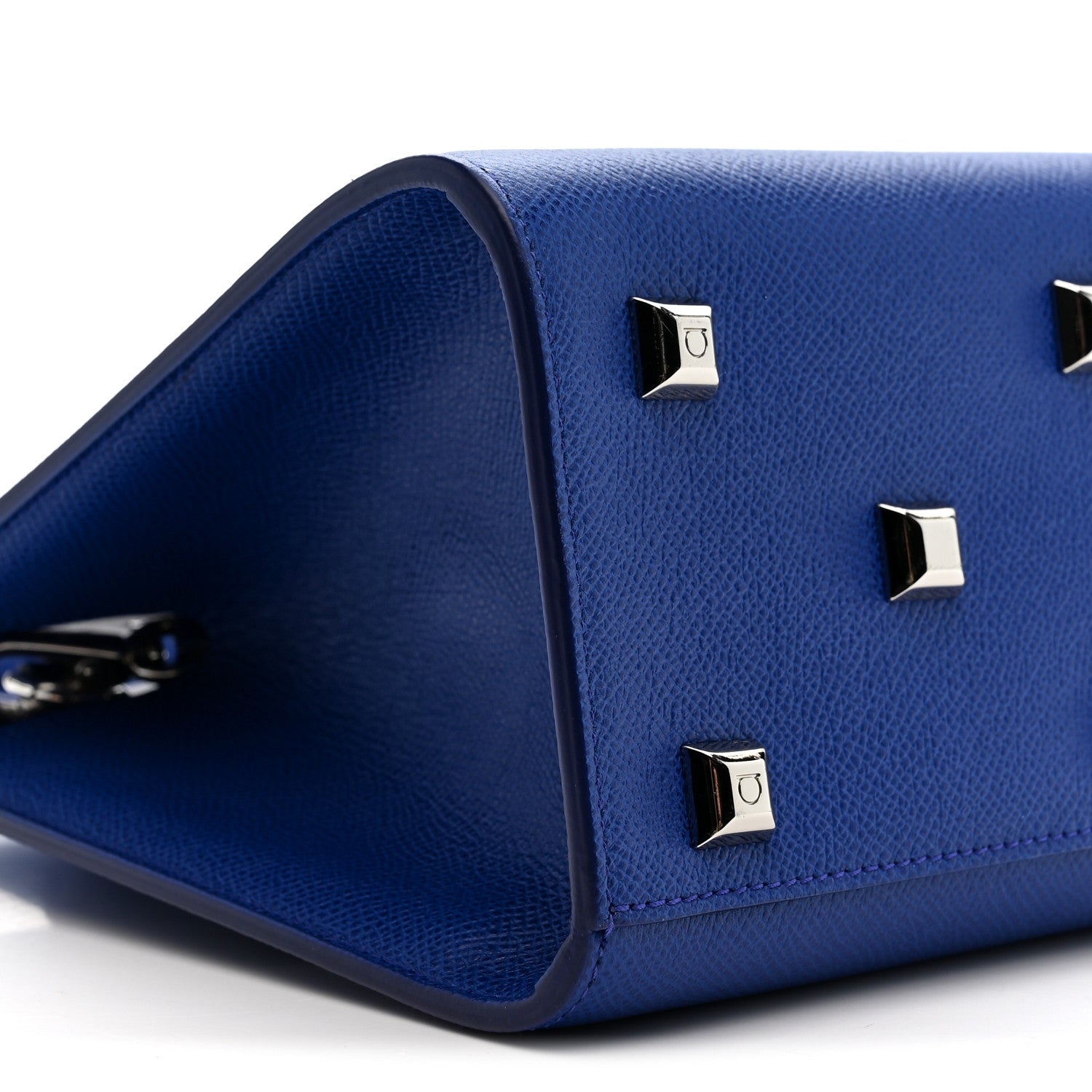 Hammered Calfskin Small The Studio Box Bag Lapis Lazuli