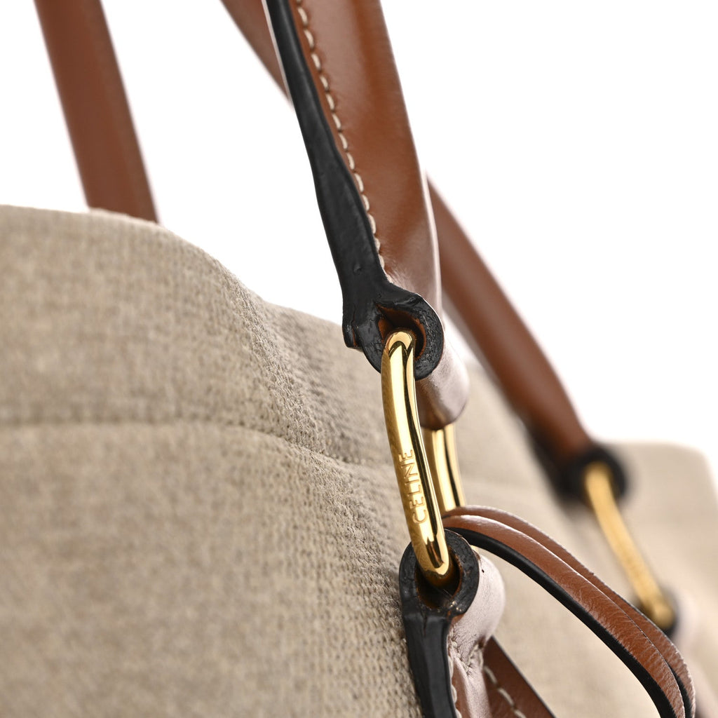 Canvas Calfskin Paris Horizontal Cabas Tan