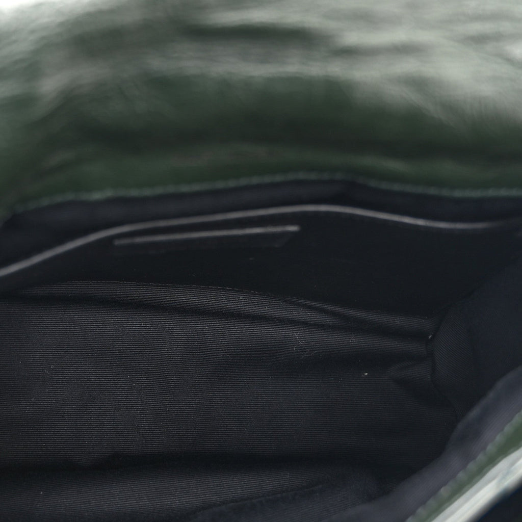 Crinkled Calfskin Matelasse Monogram Baby Niki Chain Satchel Dark Green