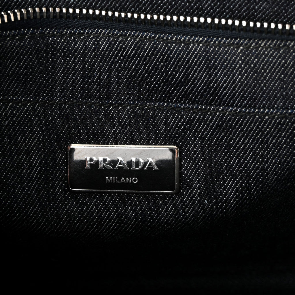 Canapa Denim Crystal Rivet Studded Tote Avio