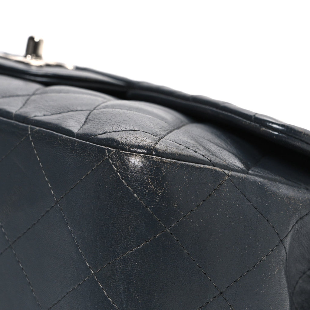 Lambskin Quilted Jumbo Single Flap Grey