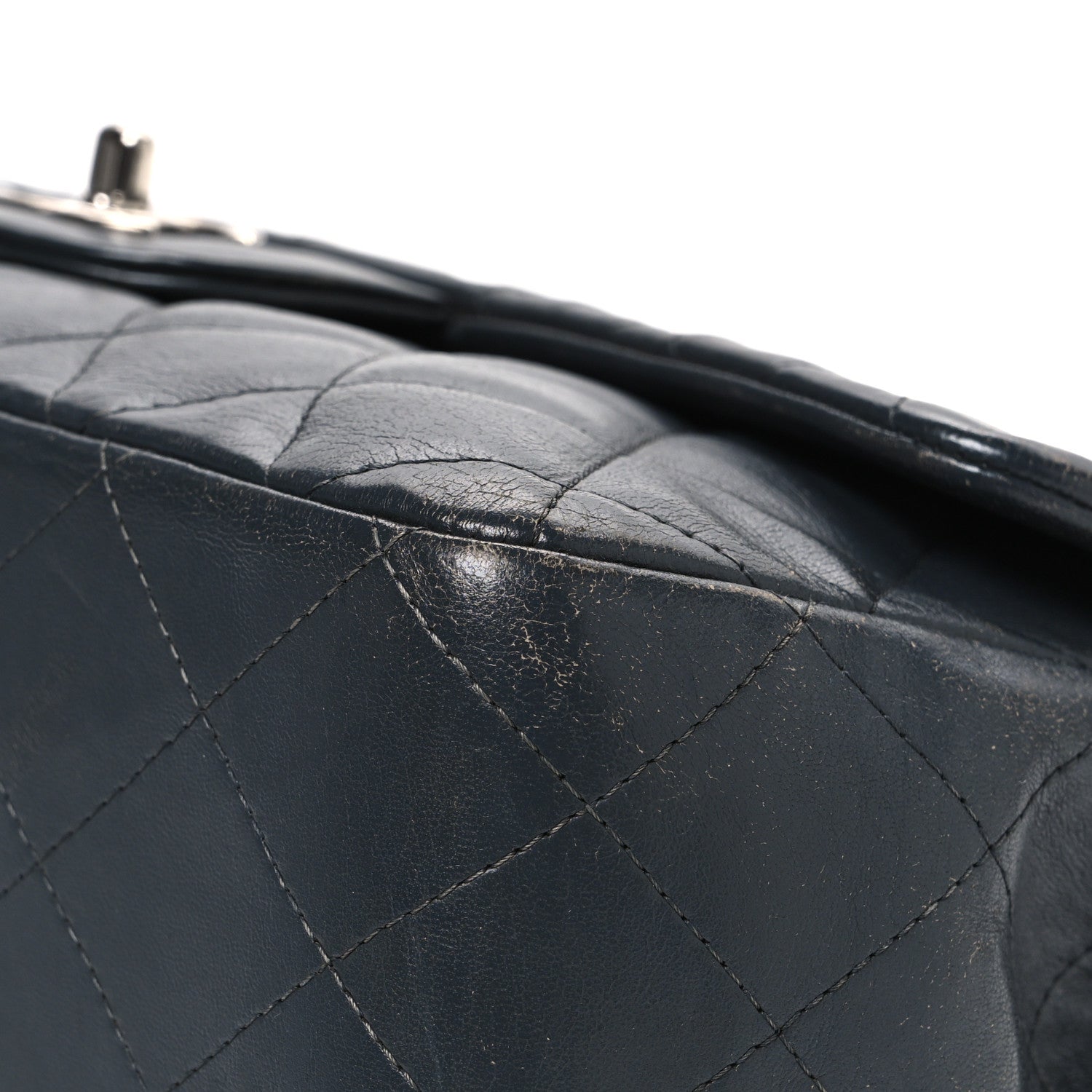Lambskin Quilted Jumbo Single Flap Grey