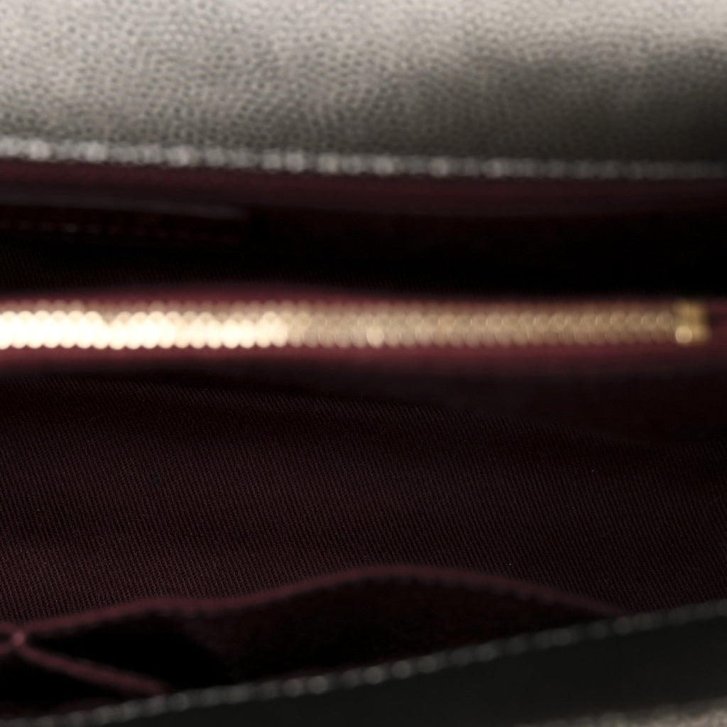 Metallic Caviar Quilted Small Coco Handle Flap Silver