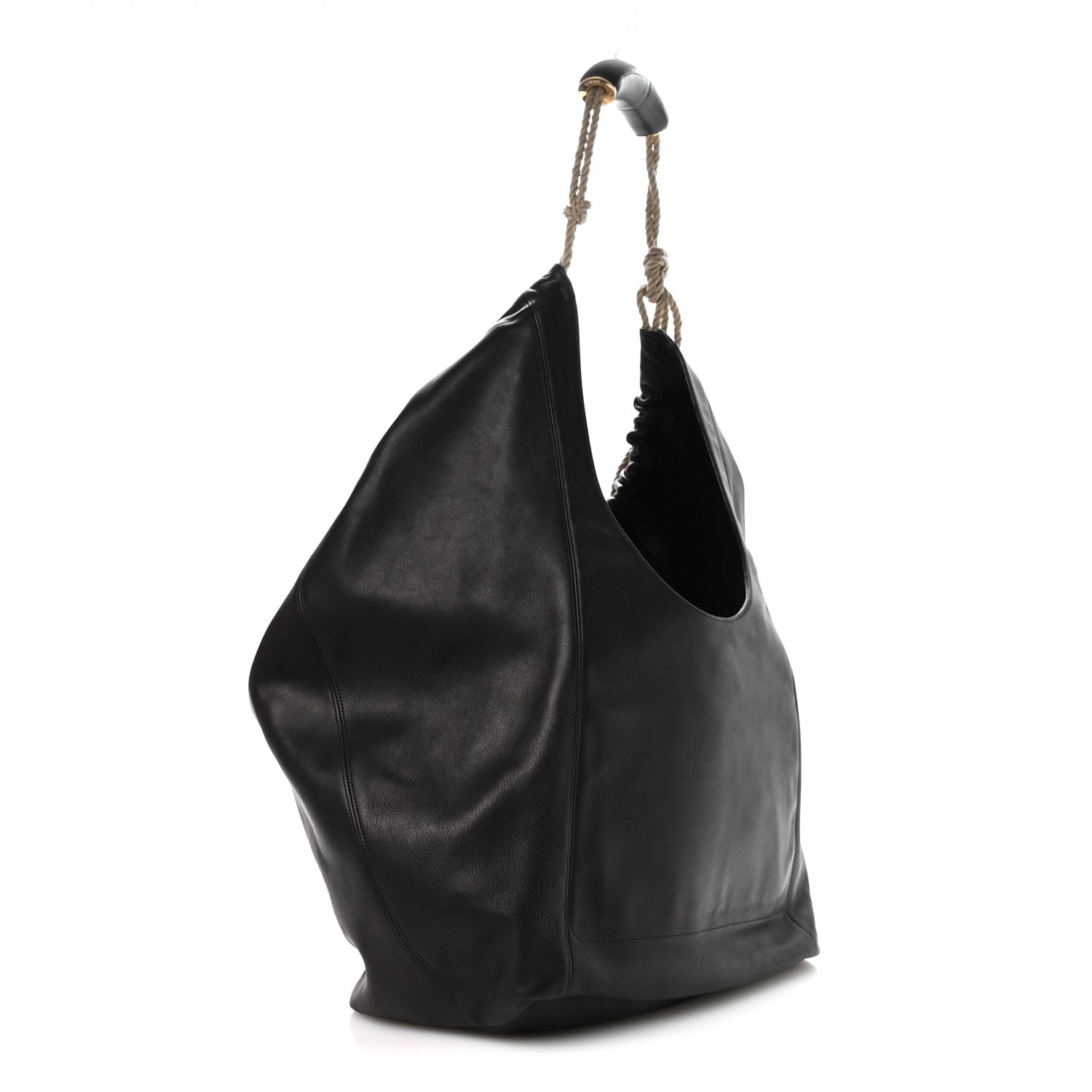 Calfskin XL Squeeze Cord Bag Black