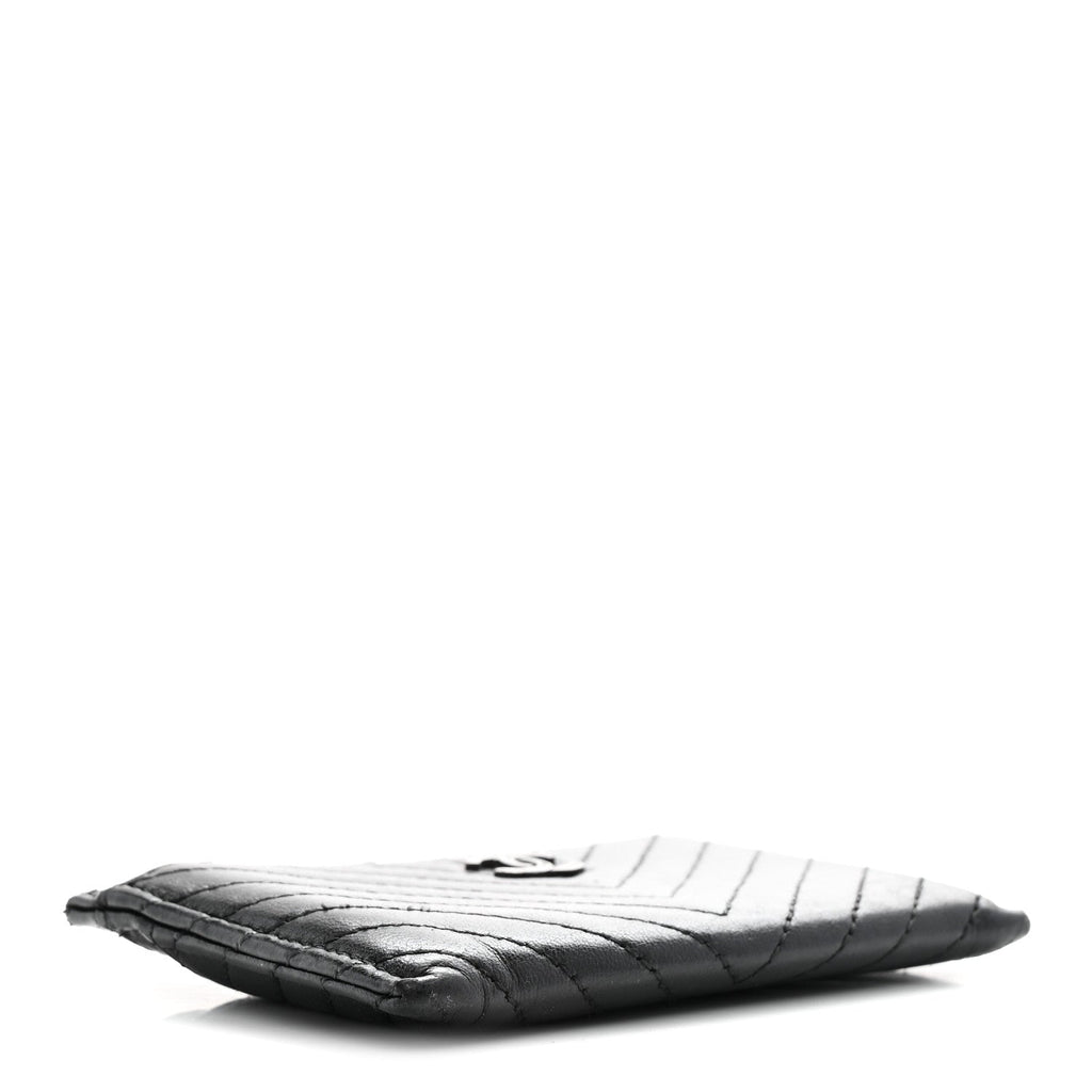 Lambskin Chevron Quilted  Holder Black