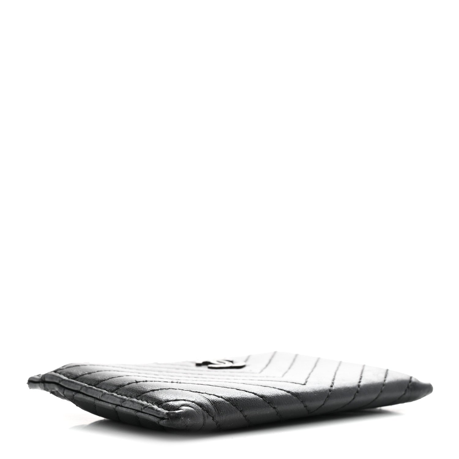 Lambskin Chevron Quilted  Holder Black
