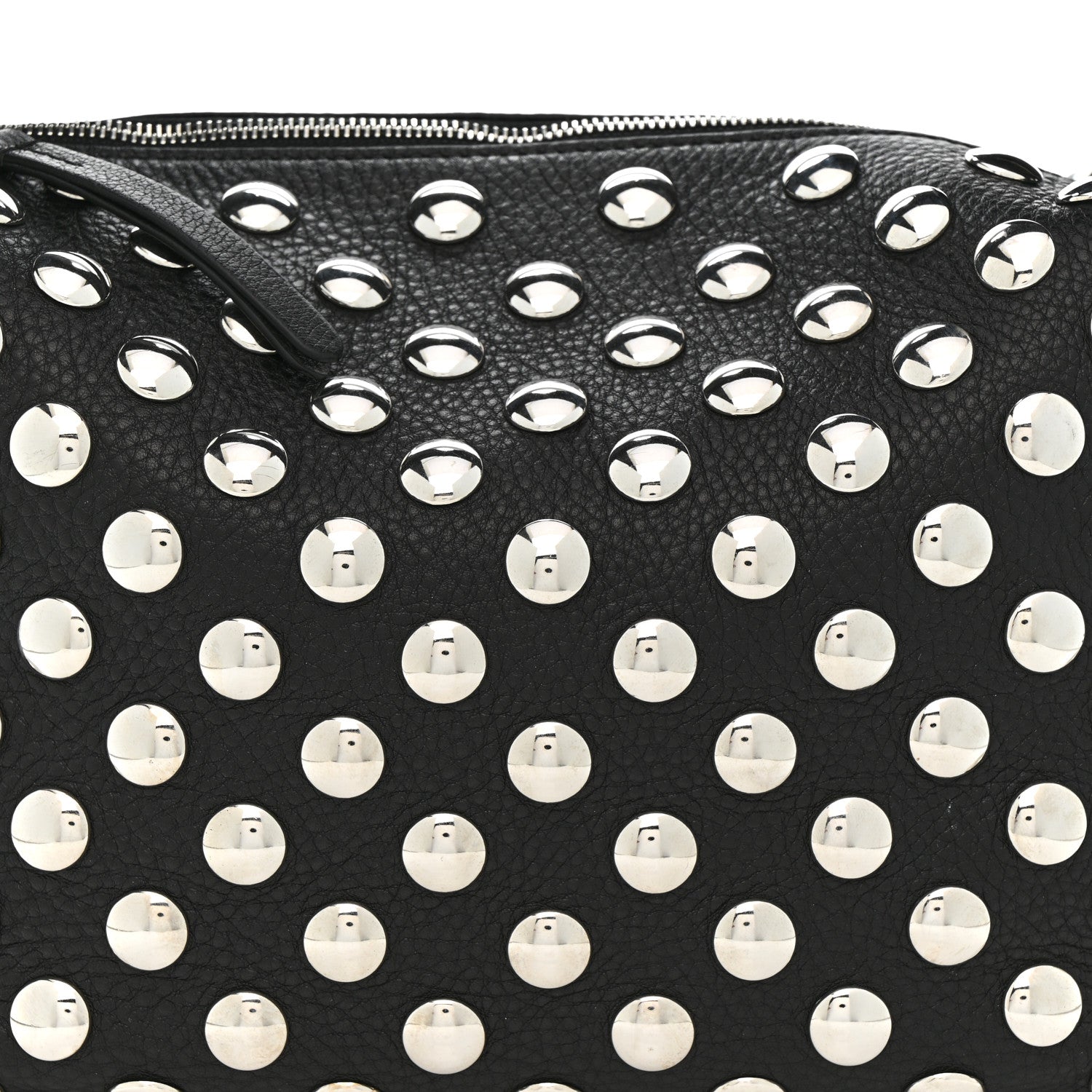 Pebbled Sport Calfskin Studded Elena Black