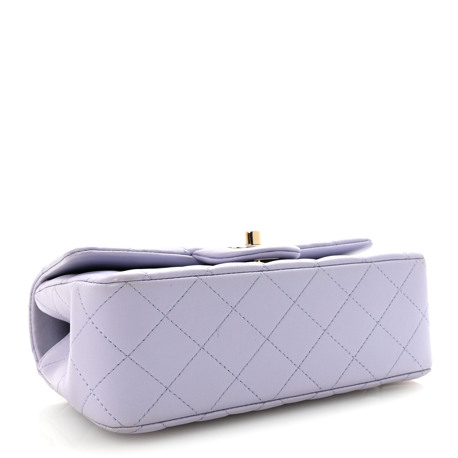 Lambskin Quilted Mini Top Handle Rectangular Flap Light Purple