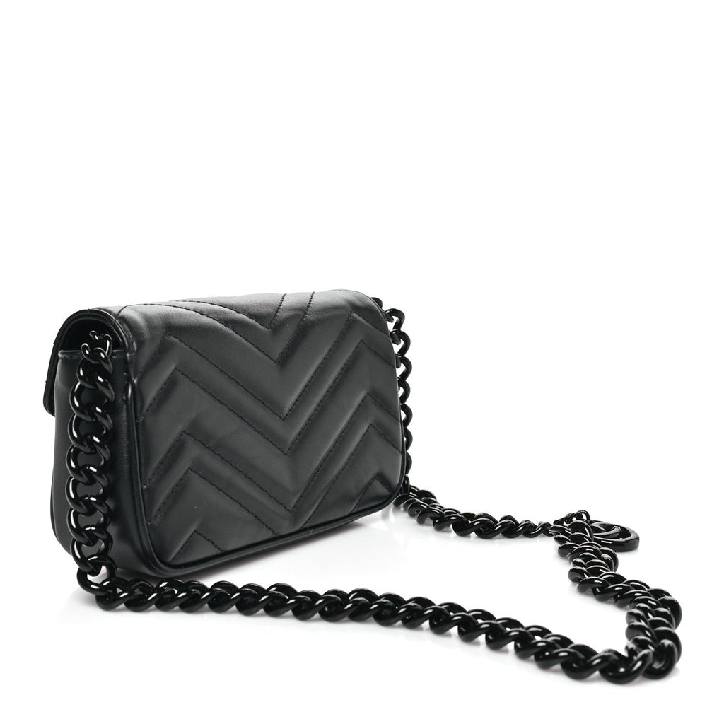 Calfskin Matelasse Monochrome GG Marmont Chain Belt Bag Black