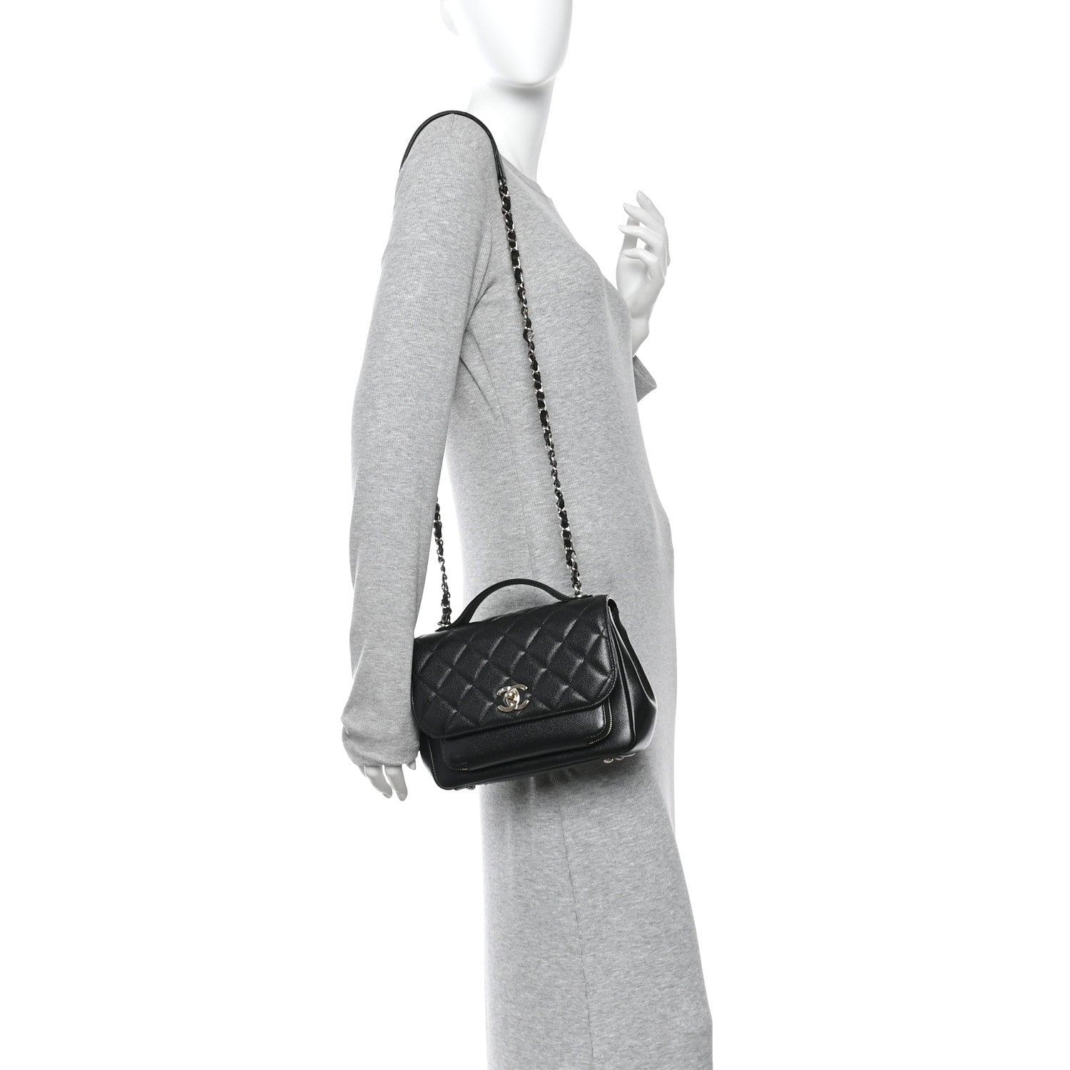 Caviar Quilted Medium Business Affinity Flap Black