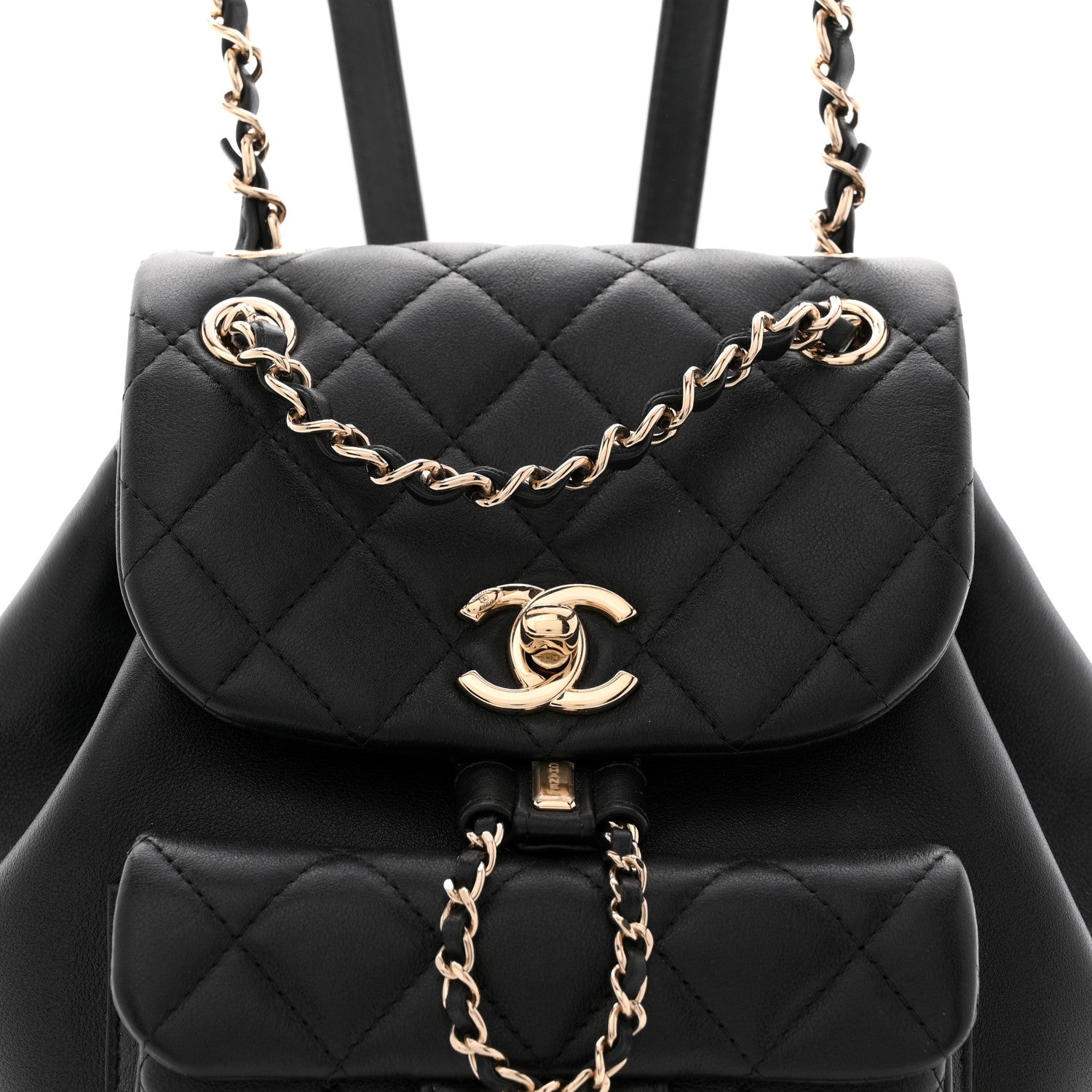 Lambskin Quilted Small Duma Drawstring Backpack Black
