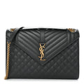 Grain De Poudre Textured Mixed Matelasse Large Triquilt Monogram Satchel Storm