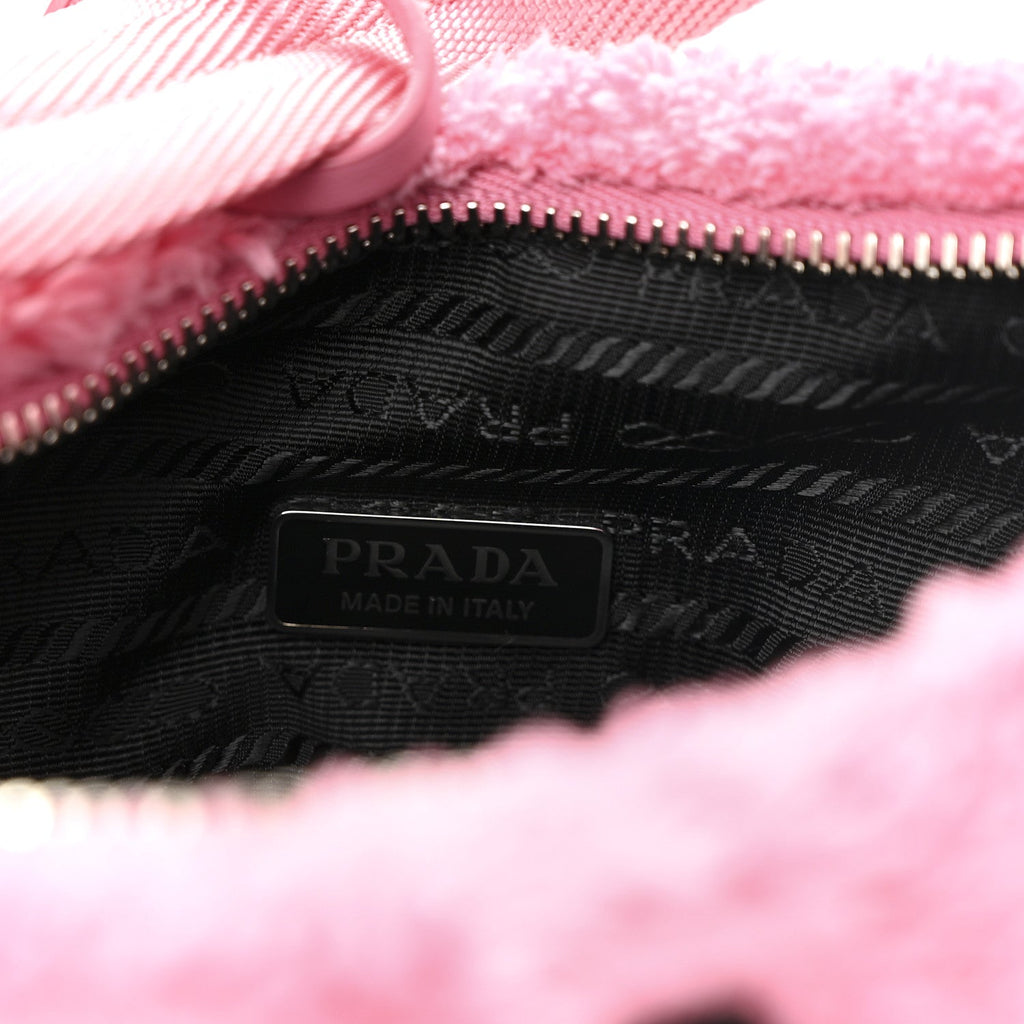 Terry Cloth Mini Re-Edition 2000 Bag Petalo Black