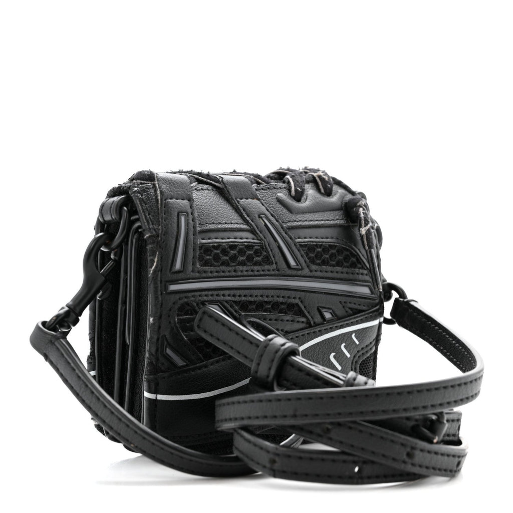 Faux Calfskin Fabric Sneakerhead Crossbody Wallet Black