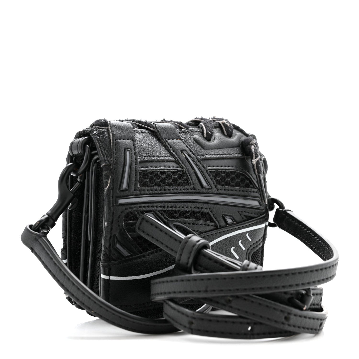 Faux Calfskin Fabric Sneakerhead Crossbody Wallet Black