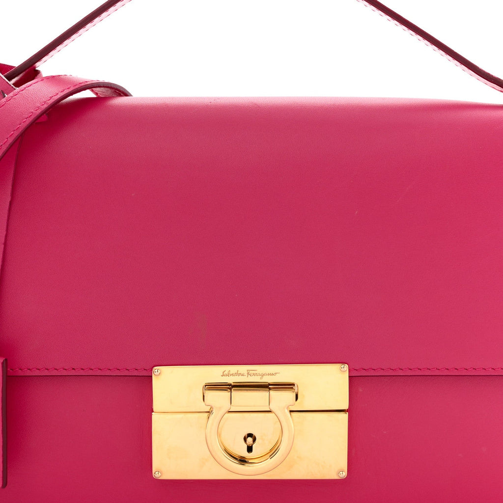 Smooth Calfskin Aileen Gancio Lock Shoulder Bag Pink