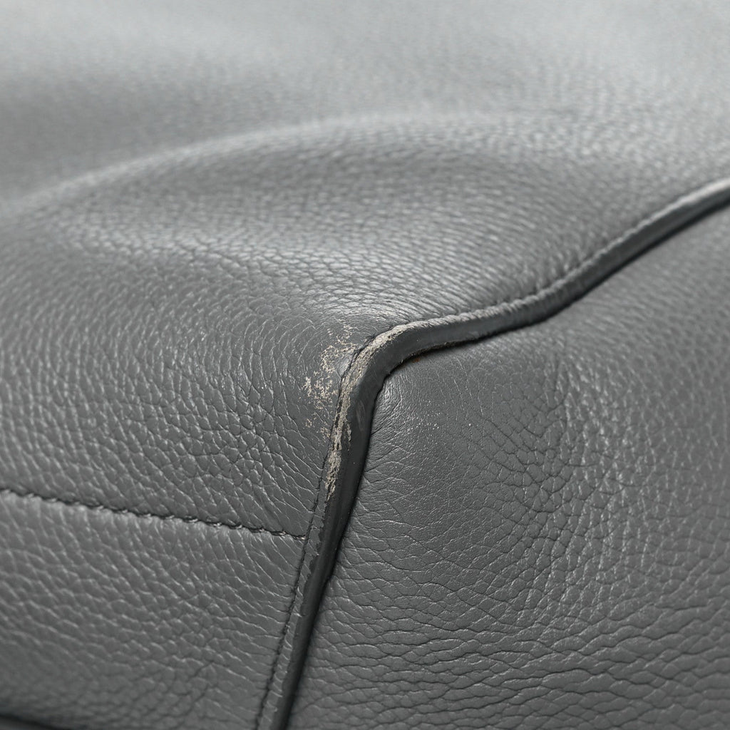Soft Grained Calfskin Sangle Bucket Bag Grey