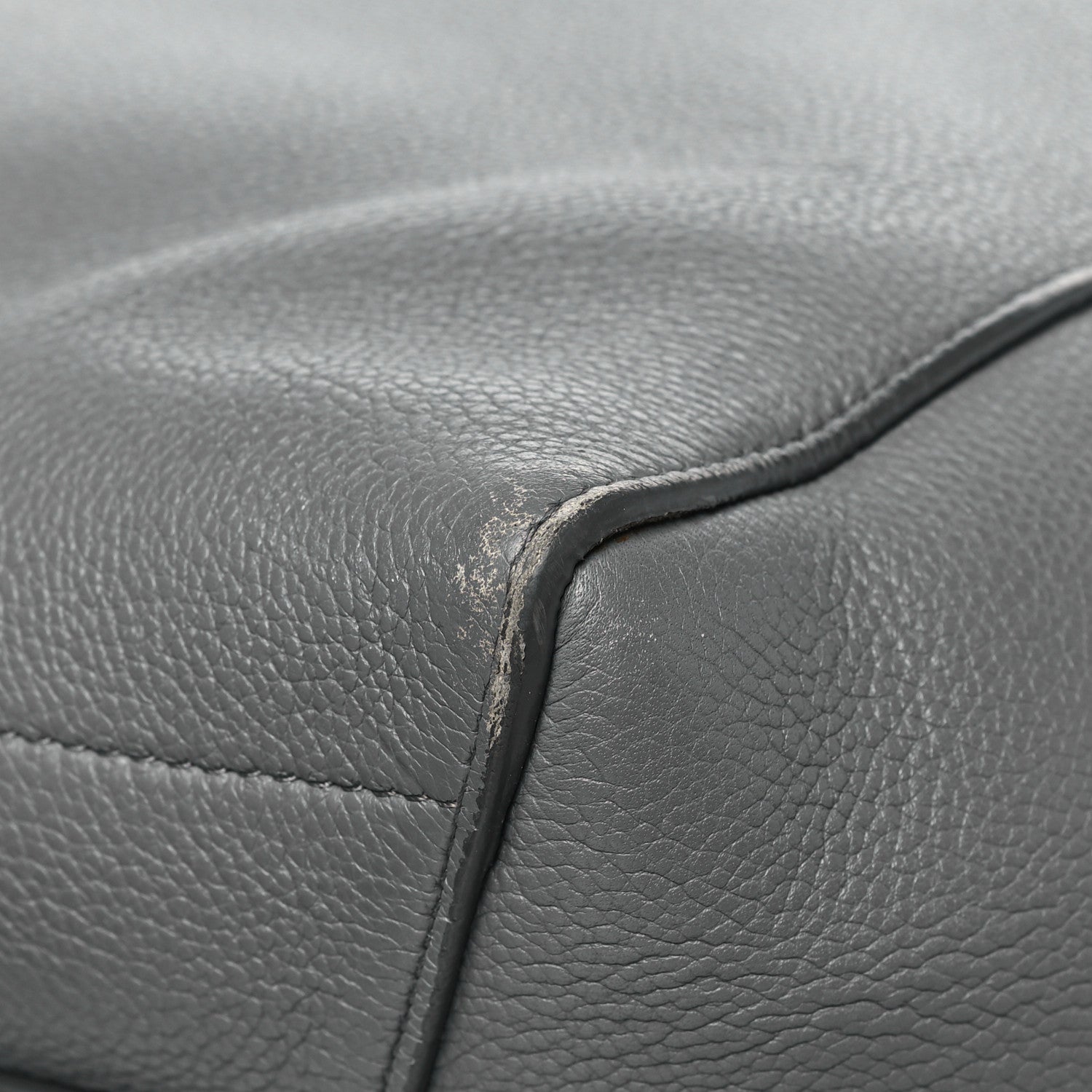 Soft Grained Calfskin Sangle Bucket Bag Grey
