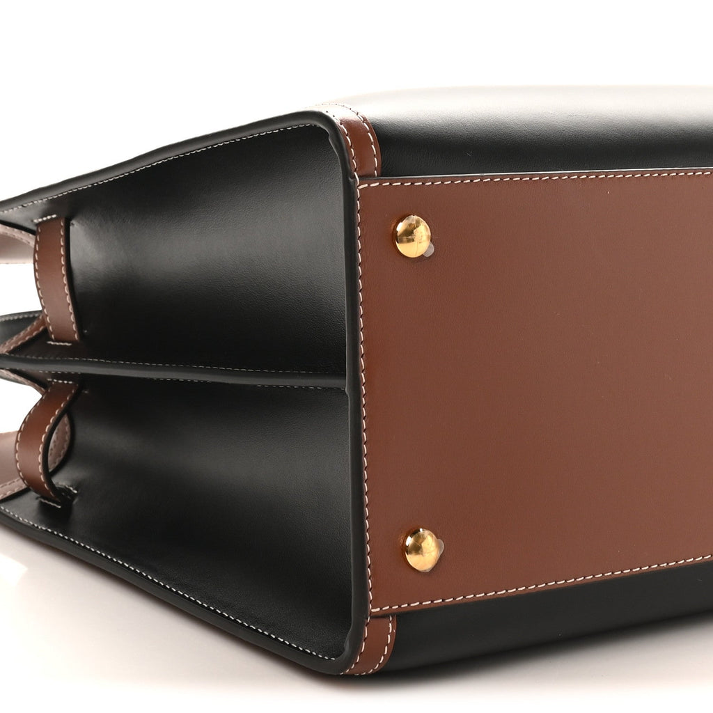 Calfskin Vintage Check Medium Two Handle Title Bag Black