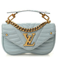 Calfskin New Wave Chain PM Porcelain Blue