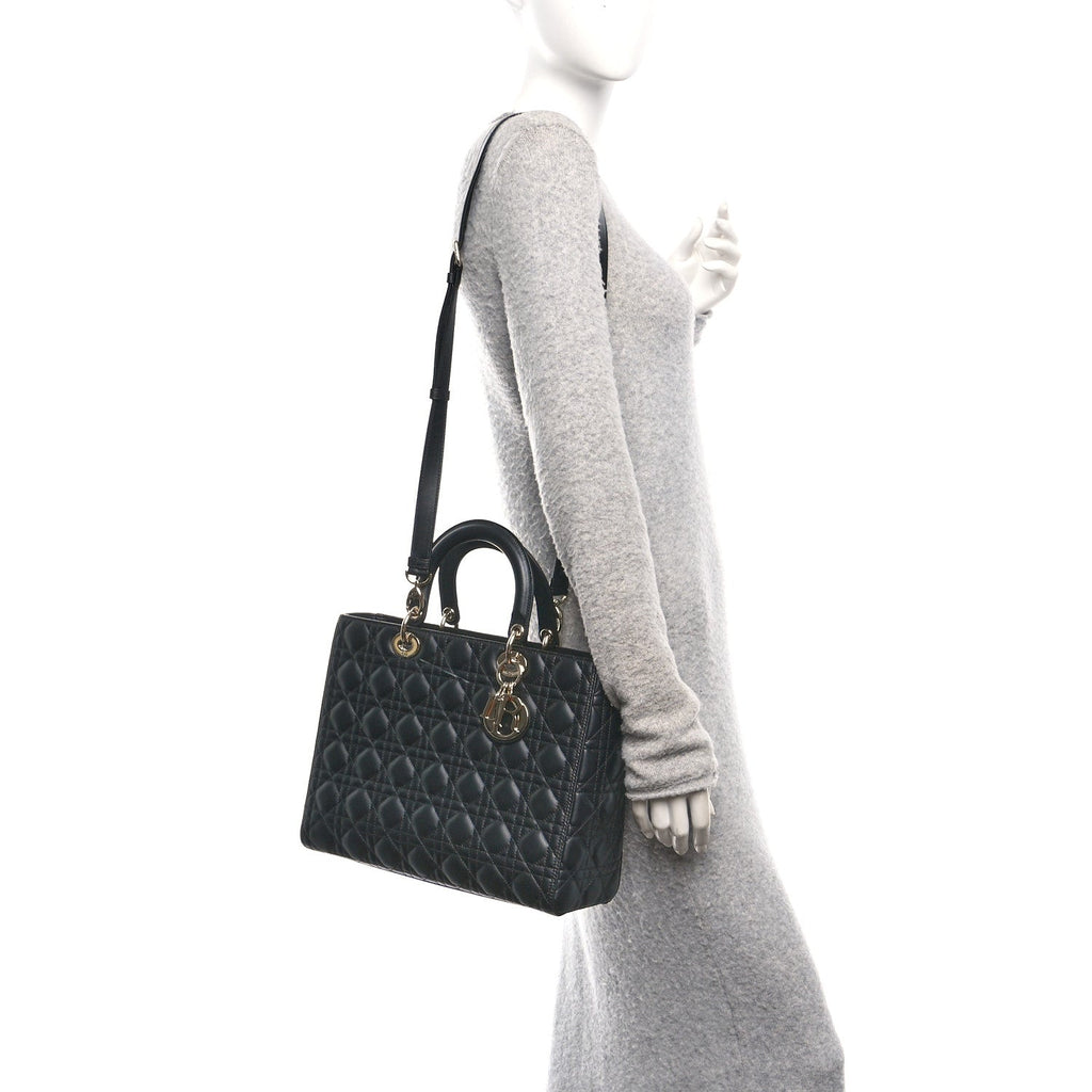 Lambskin Cannage Large Lady Dior Black
