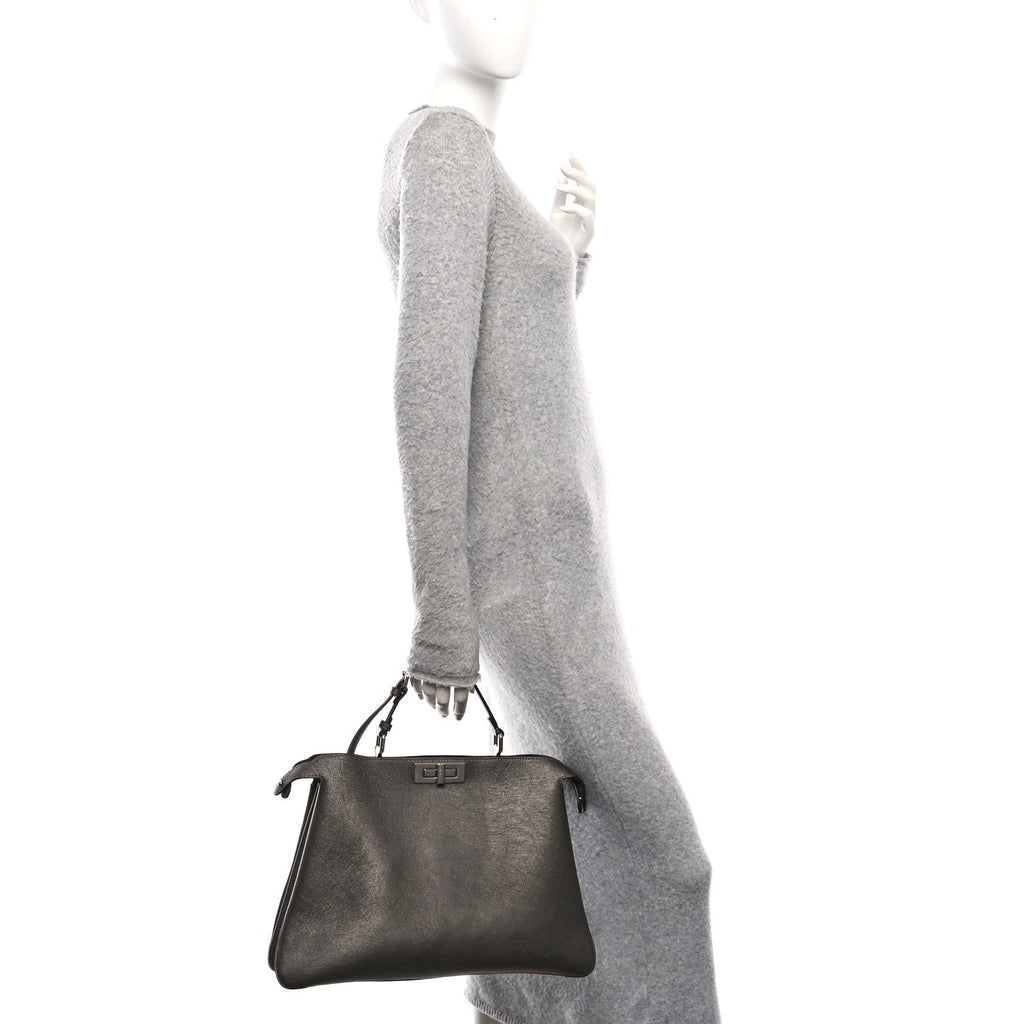 Metallic Vitello Large Soft Peekaboo Tortora