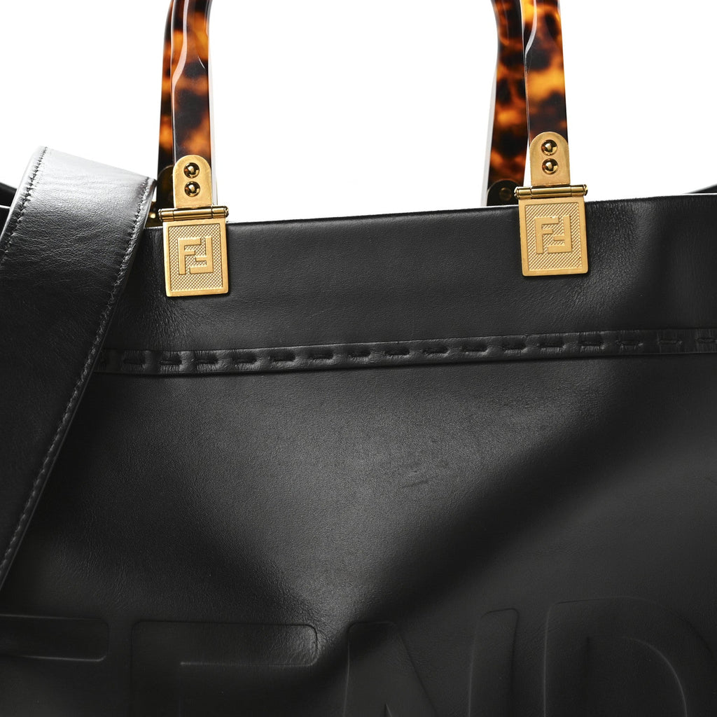 Vitello King Plexiglass Medium Fendi Sunshine Shopper Tote Black