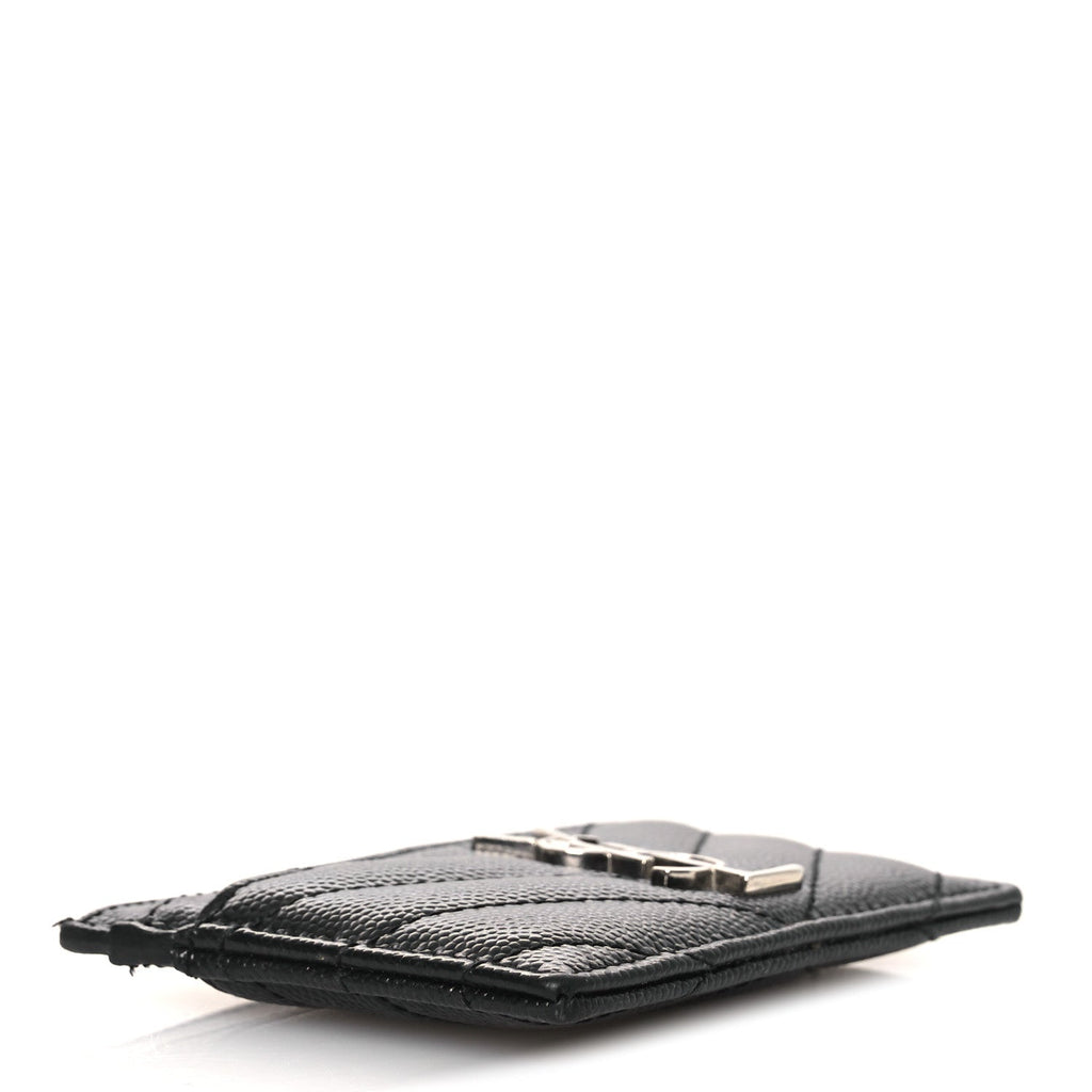 Grain De Poudre Matelasse Chevron Monogram Credit  Case Black