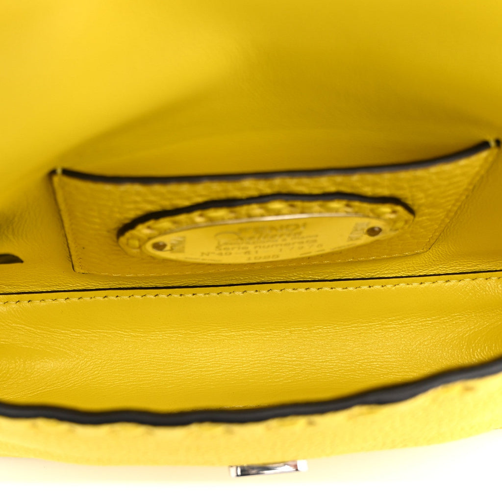 Cuoio Roma Sellerissima Nappa Sintetica Tape Stitch Mini Baguette Acid Yellow