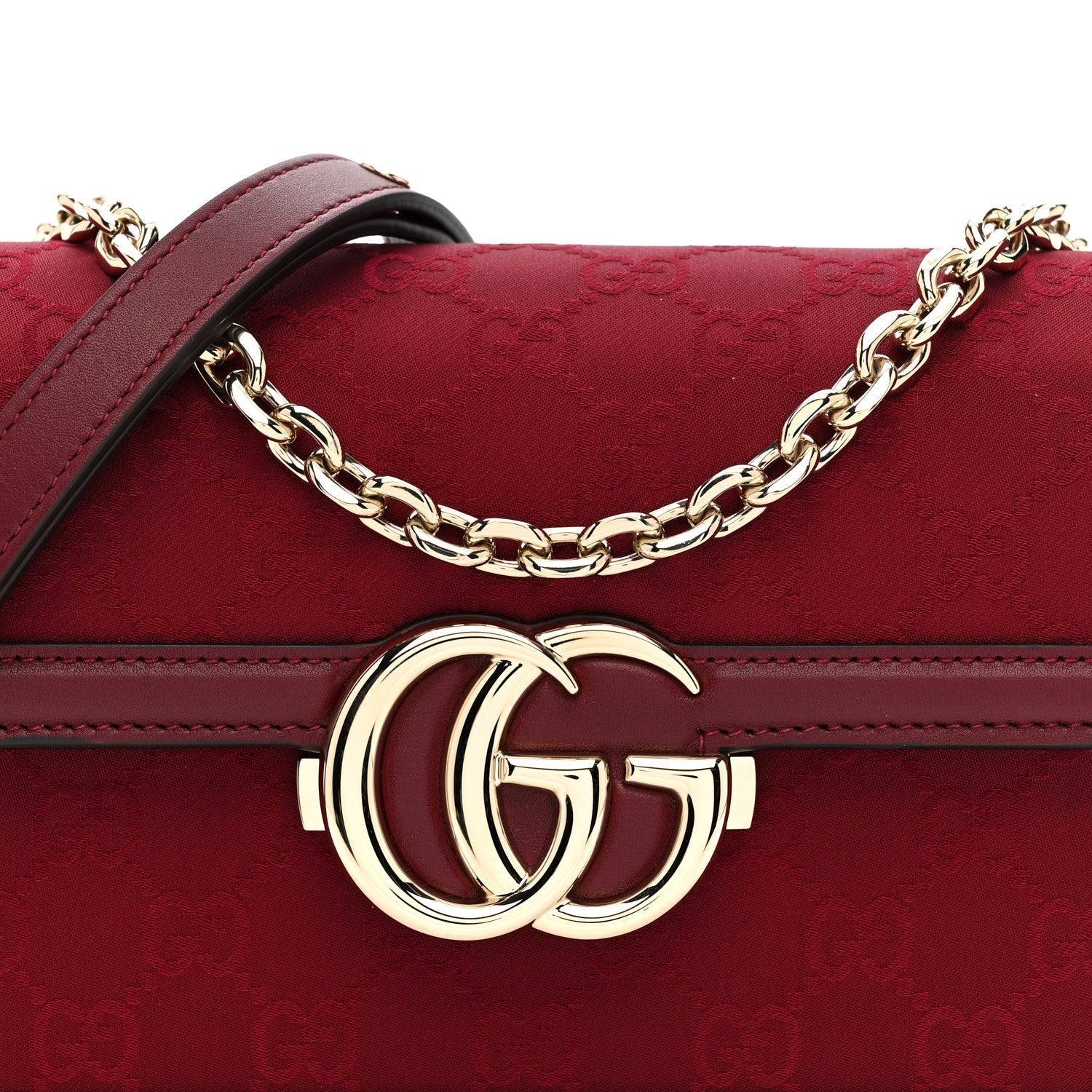 Crepe Wool Silk GG Monogram Go Small Shoulder Bag Rosso Ancora