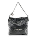 Shiny Calfskin Quilted Small Chanel 22 Black