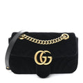 Velvet Matelasse Mini GG Marmont Shoulder Bag Black