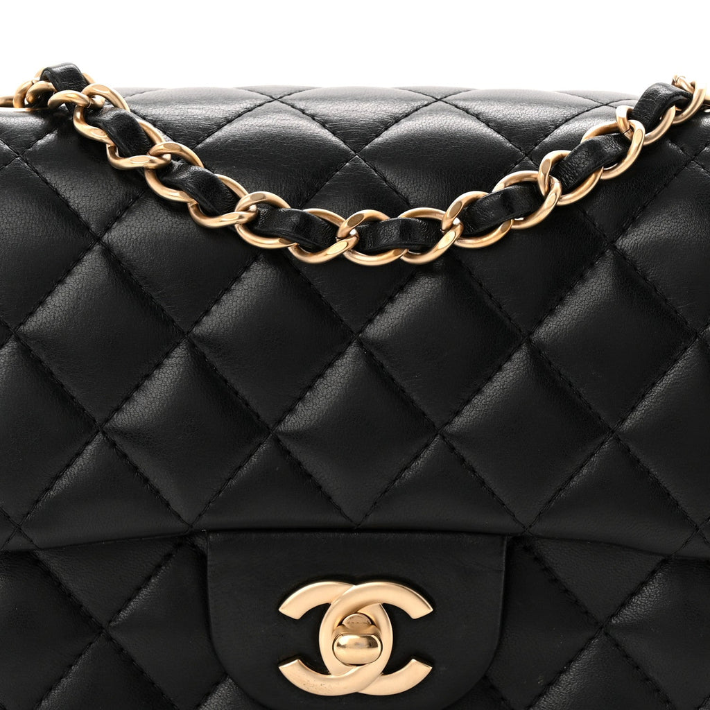 Lambskin Quilted Mini Square Flap Black