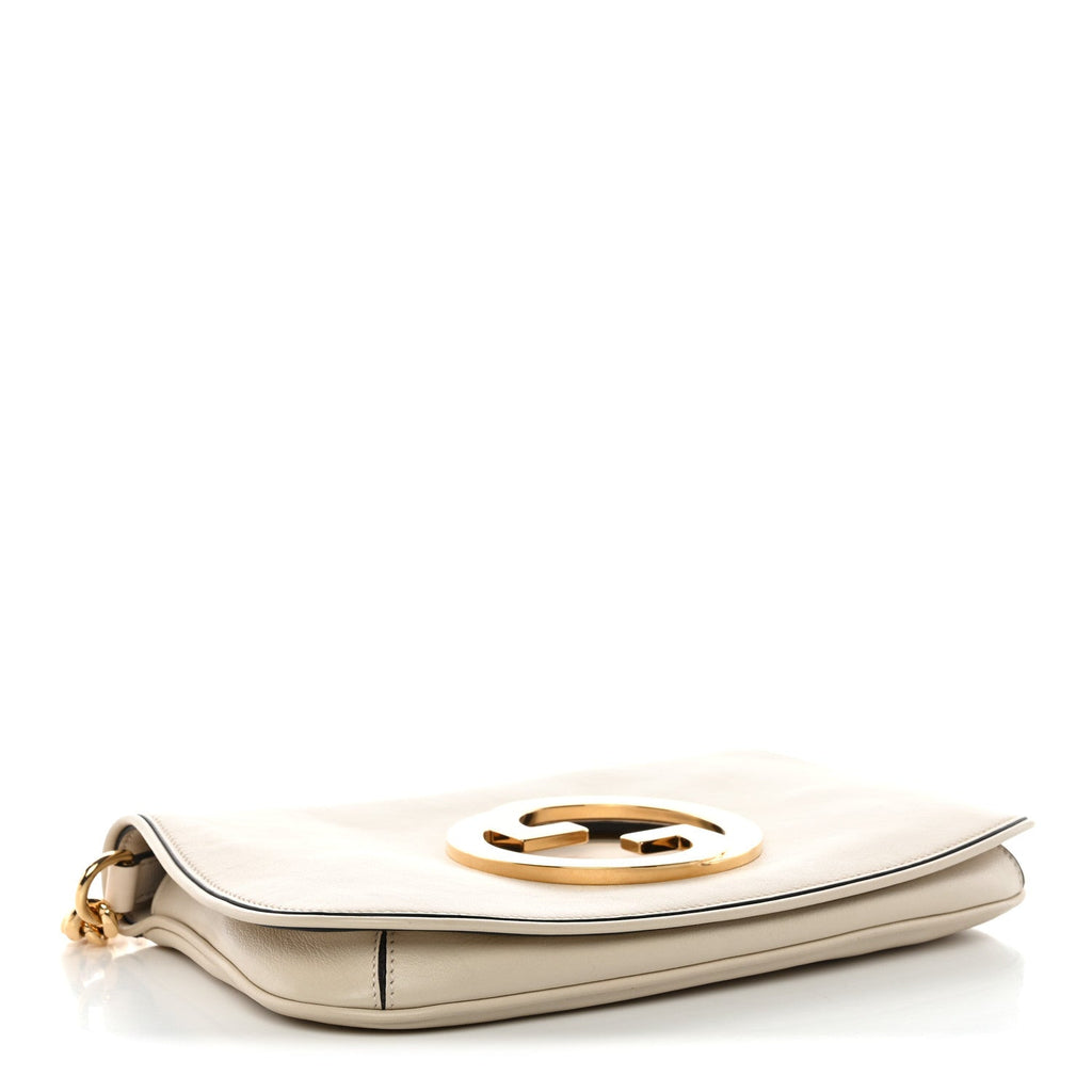 Roxy Calfskin Blondie Chain Shoulder Flap Bag Mystic White