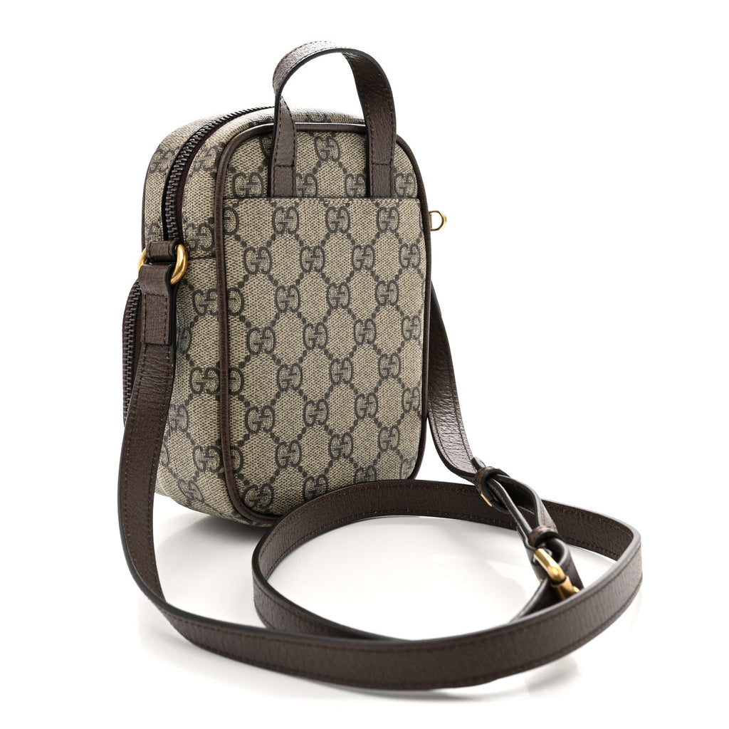 GG Supreme Monogram Web Mini Ophidia Double Zip Messenger Bag Beige New Acero