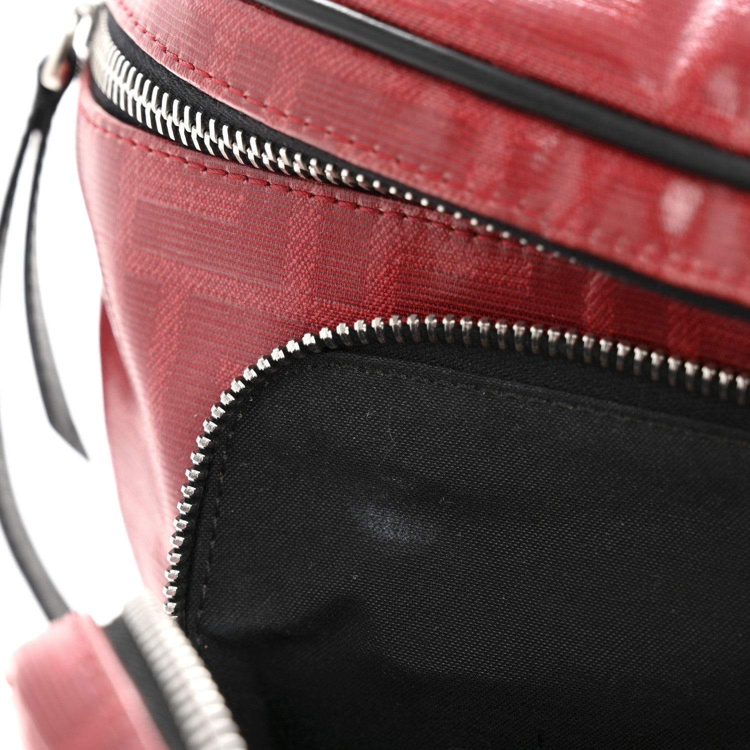 Glazed Fabric Vitello Century FF 1974 Stamp Patch Pocket Belt Bag Rosso