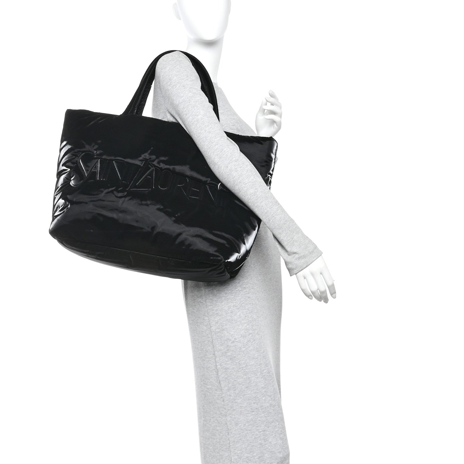 Silktech Canvas Wide Puffer Tote Black