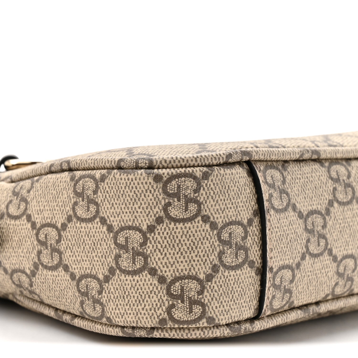 GG Supreme Monogram Textured Calfskin Small Emblem Shoulder Bag Beige Black