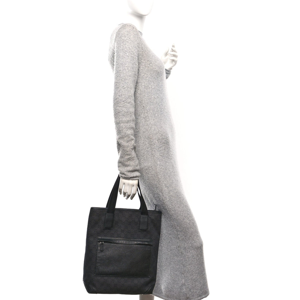Denim Monogram Tote Bag Black