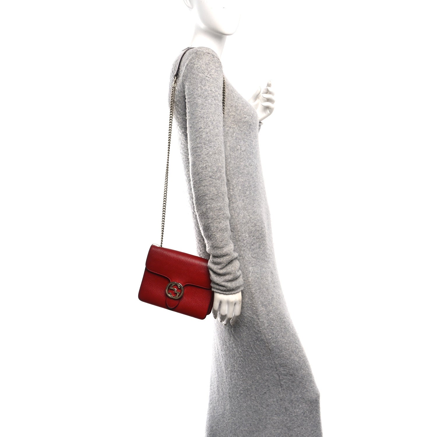 Dollar Calfskin Small Interlocking G Shoulder Bag Red