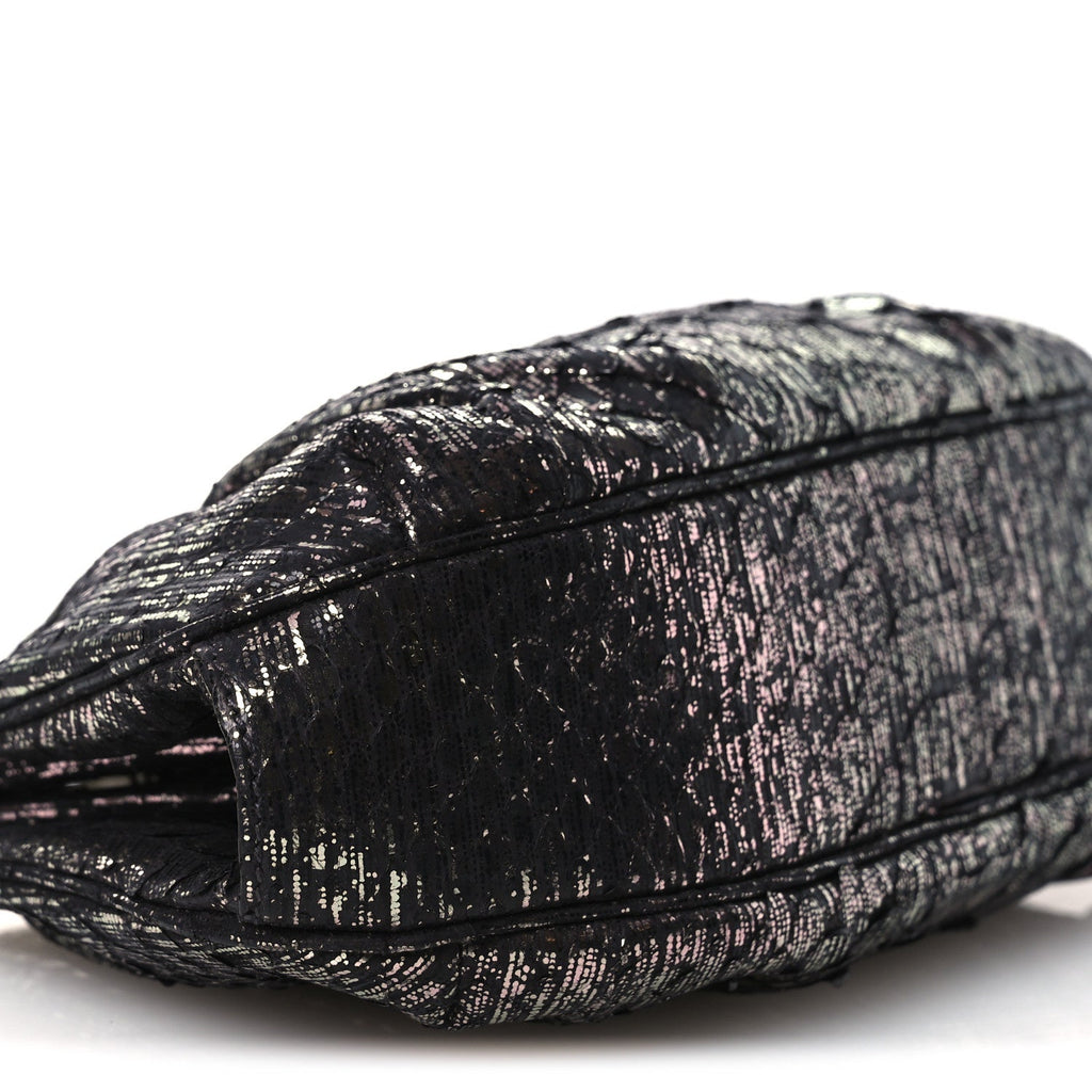Snakeskin Crystal Evening Clutch Black Silver
