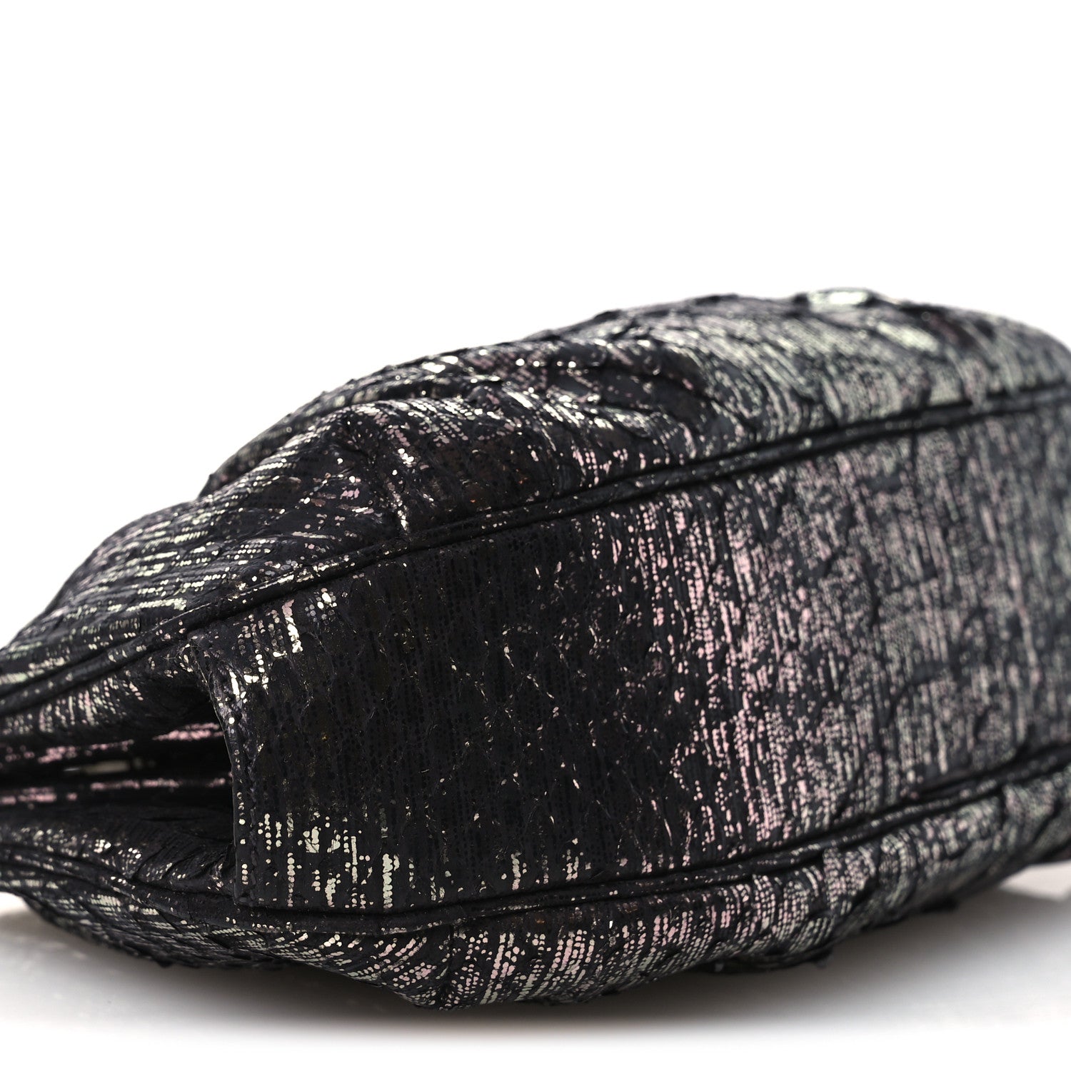 Snakeskin Crystal Evening Clutch Black Silver