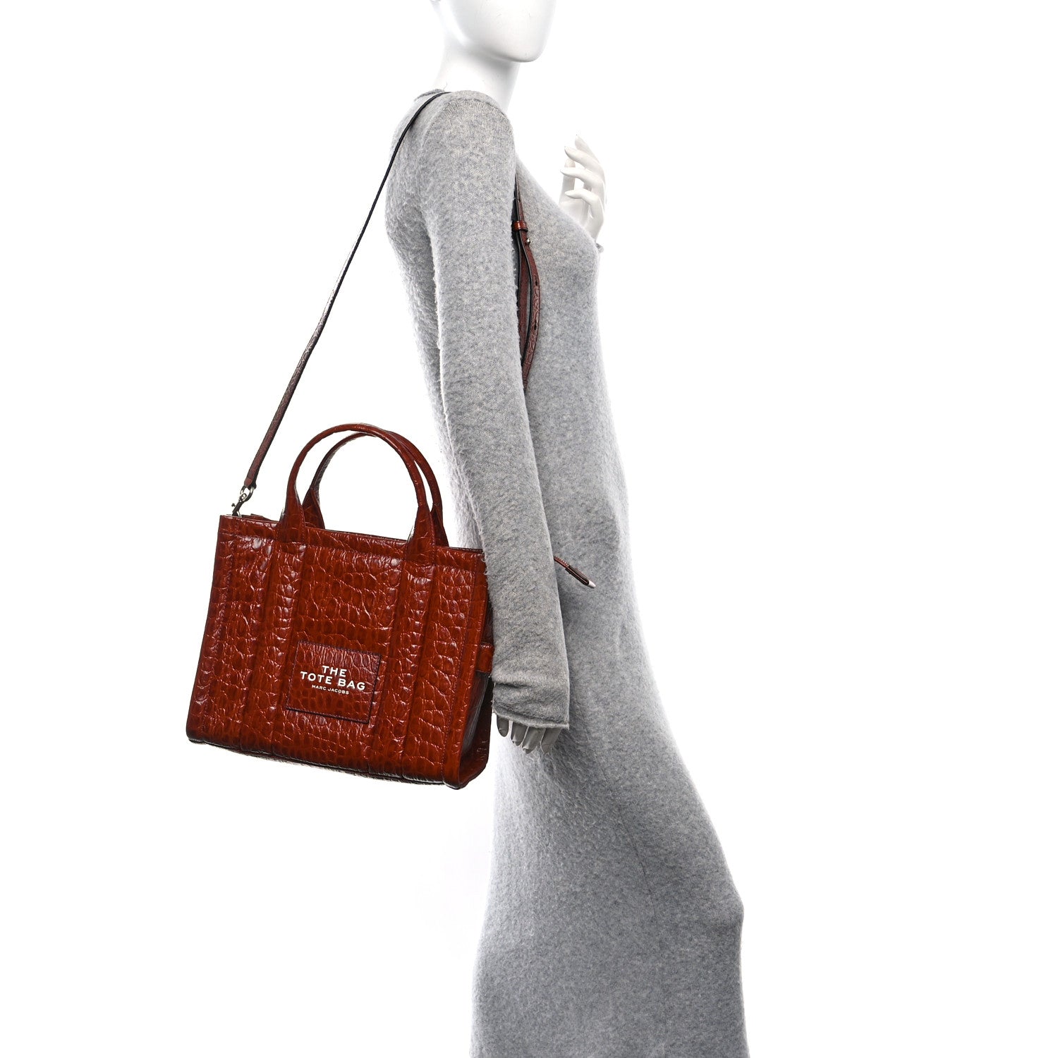 Croc Embossed Small The Tote Bag Spice Brown