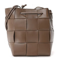 Nappa Maxi Intrecciato Small Cassette Bucket Bag Dark Taupe