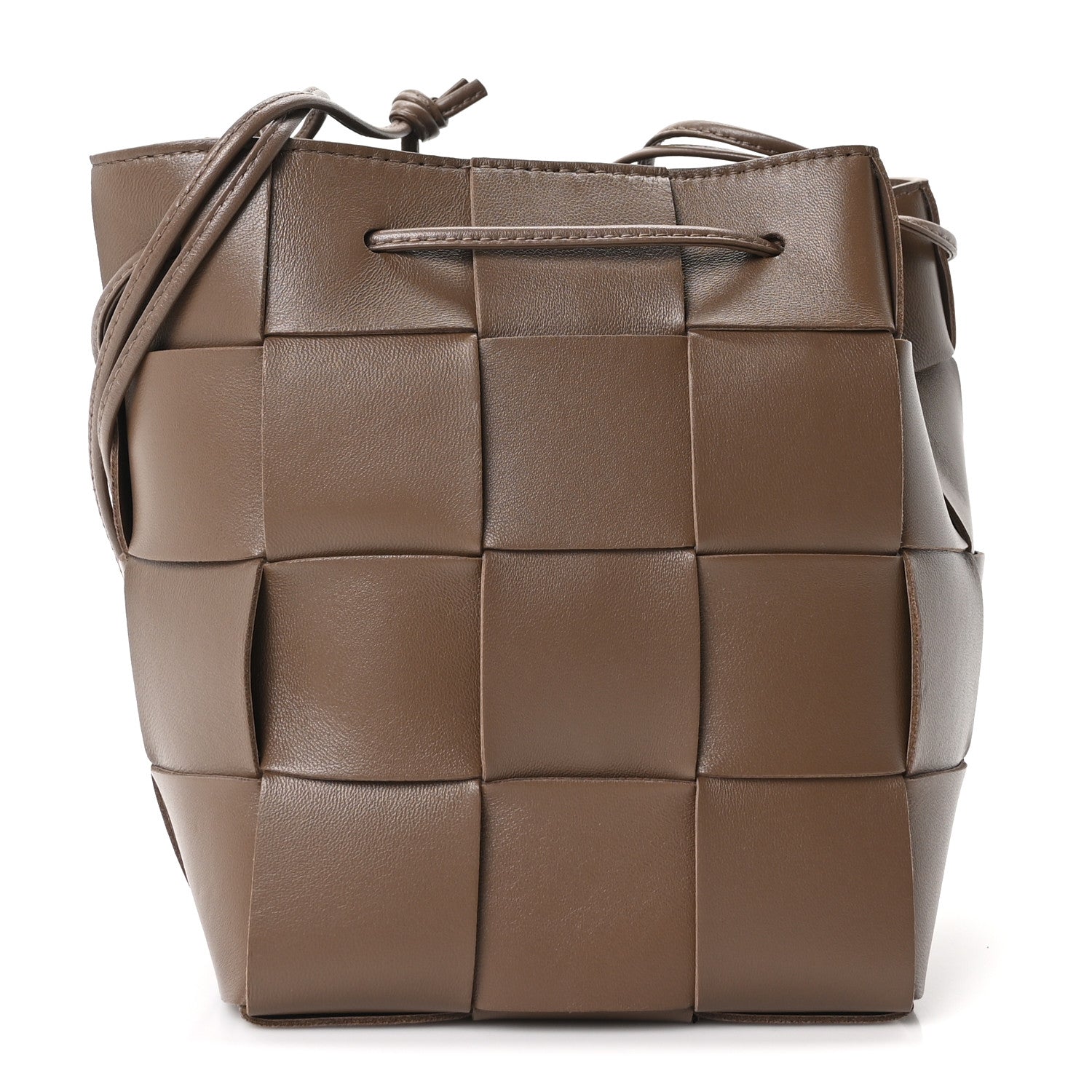 Nappa Maxi Intrecciato Small Cassette Bucket Bag Dark Taupe