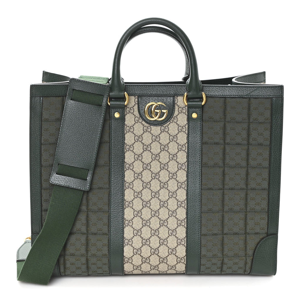 Monogram GG Mignon Textured Dollar Calfskin GG Supreme Monogram Quilted Mini GG Large Tote Bag Green Beige Ebony
