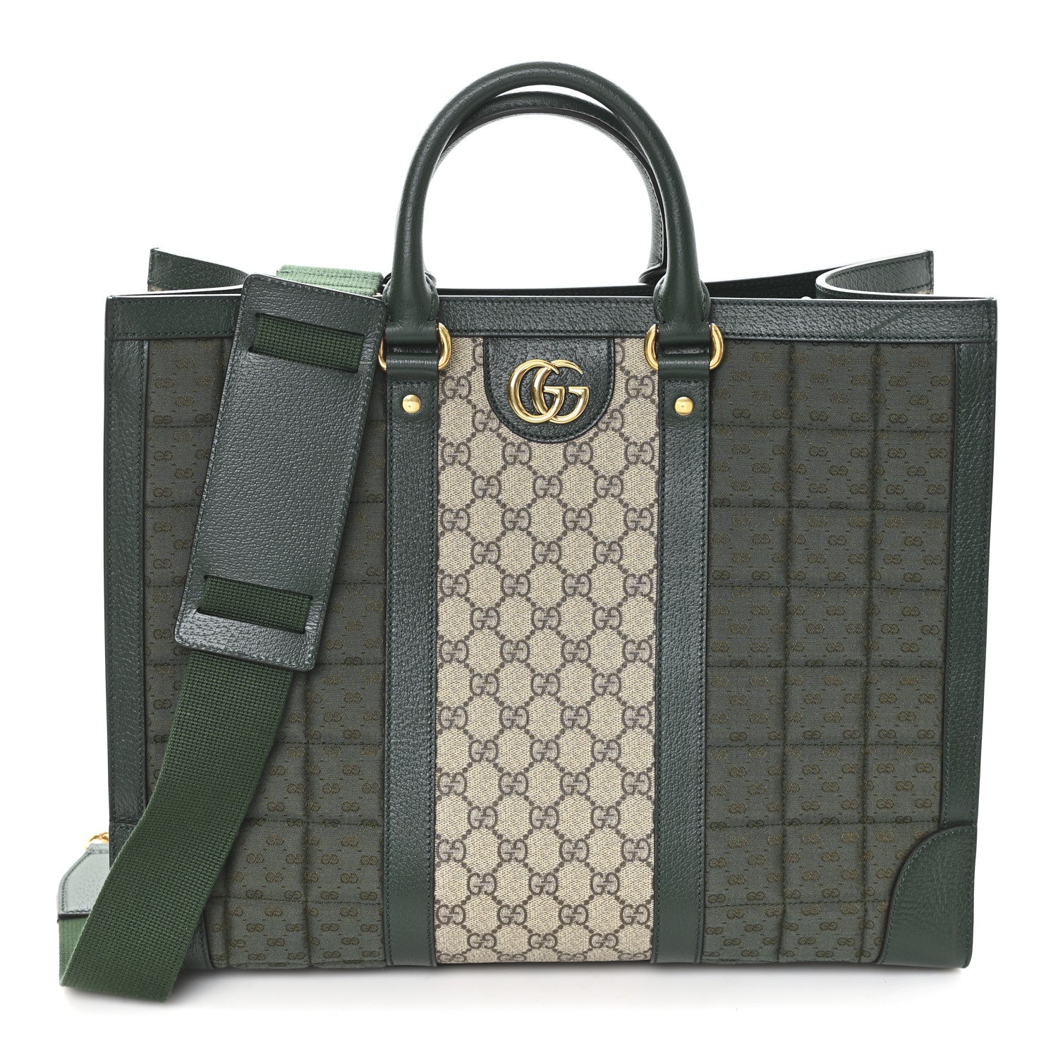 Monogram GG Mignon Textured Dollar Calfskin GG Supreme Monogram Quilted Mini GG Large Tote Bag Green Beige Ebony