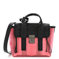 Textured Calfskin Elaphe Snakeskin Mini Pashli Satchel Pink Black
